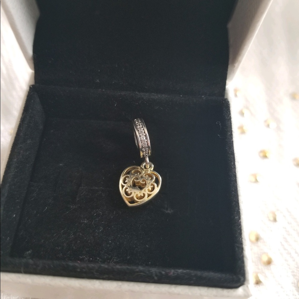 Two tone pandora heart charm